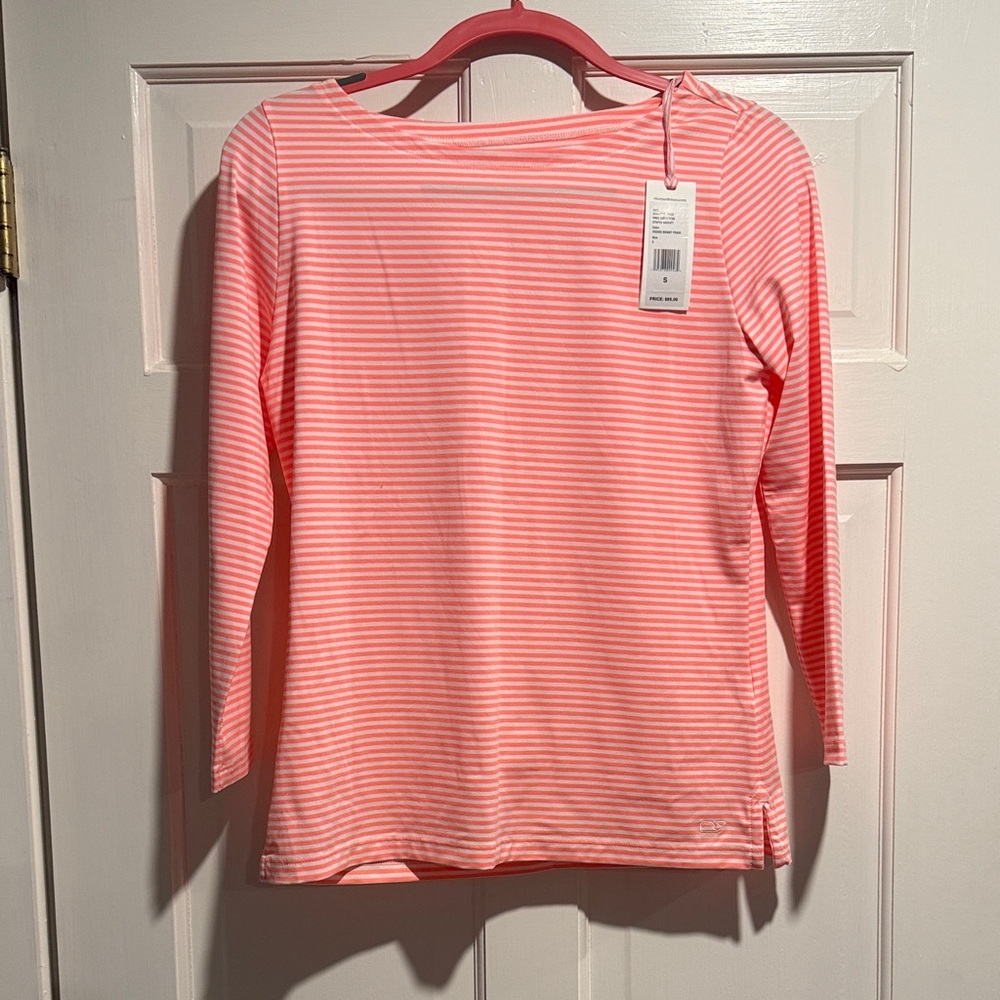 Vineyard Vines Pink Striped Long Sleeve Tee